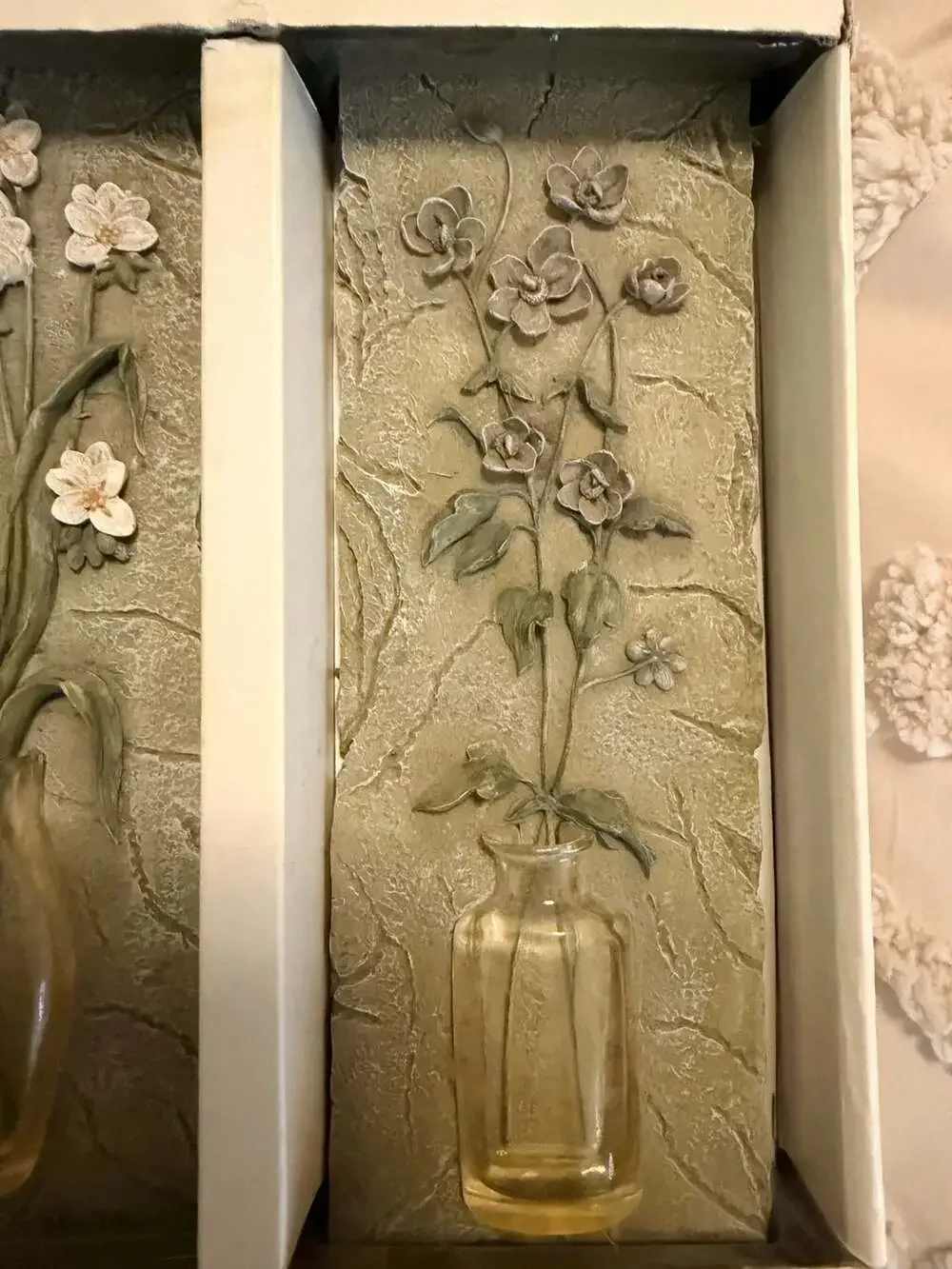 Set of 2 Vintage Cheri Blum Field Flowers 3D Wall Art Plaques
